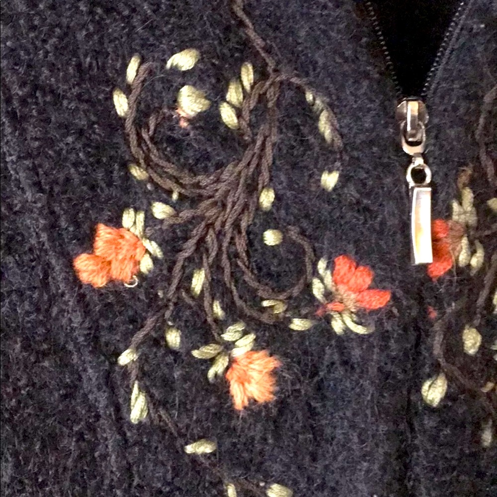 Alpaca Peru Caamano Zip Front Jacket Floral Sz - Picture 9 of 9